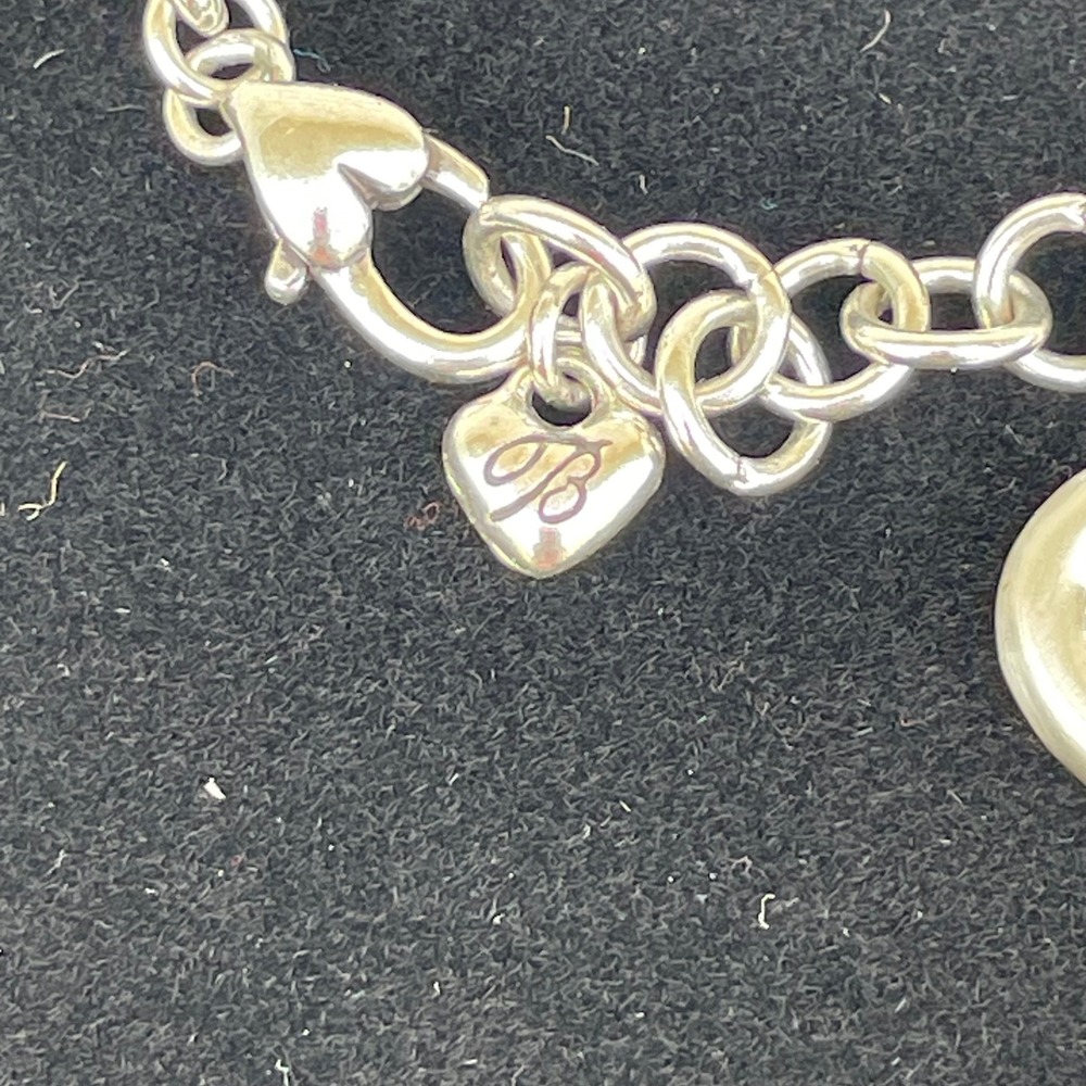 Brighton Heart Charm Link Bracelet Silver Scroll Filigree Etched Jewelry - Picture 4 of 6
